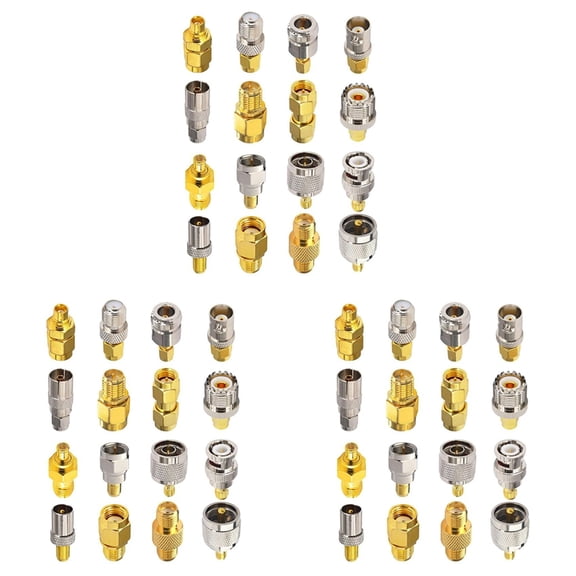 3 Set 16 Type SMA Connectors SMA Adapter Kits SMA to MCX/TV/F/BNC/UHF/RP-SMA Straight Type Gold Plated