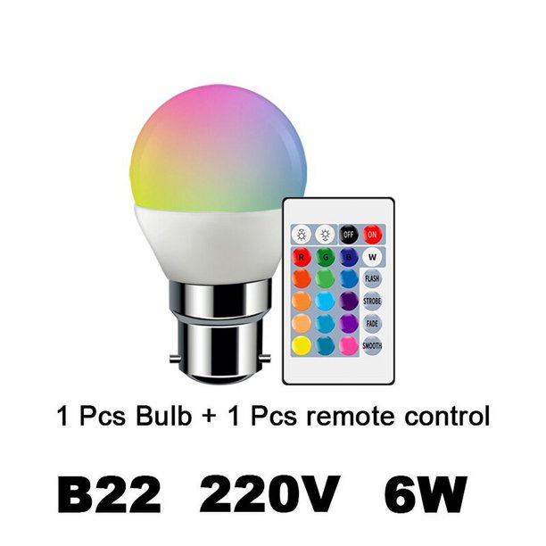 Bombilla LED con control remoto, foco de atenuación RGBW GU10 A60, G45, C37, AC220V, 6W, 10W, 24 teclas, 6500K, 1-10 piezas