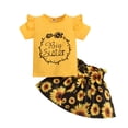 thumbnail image 1 of Sinhoon Toddler Infant Baby Girl Sister Matching Outfits Letter Romper T-shirt Sunflower Shorts/Skirt Dress Clothes Set (Big Sister,18-24 Months), 1 of 8