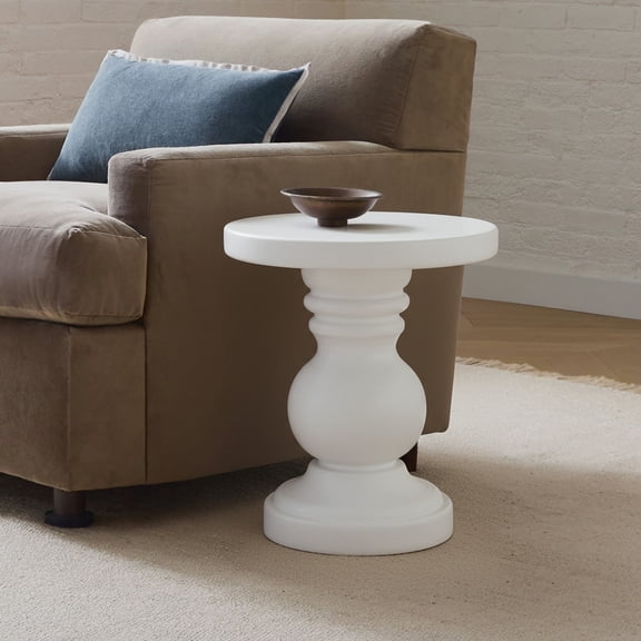 Christopher Knight Home 20" Lightweight Concrete Accent Side Table, Indoor Outdoor Use, White
