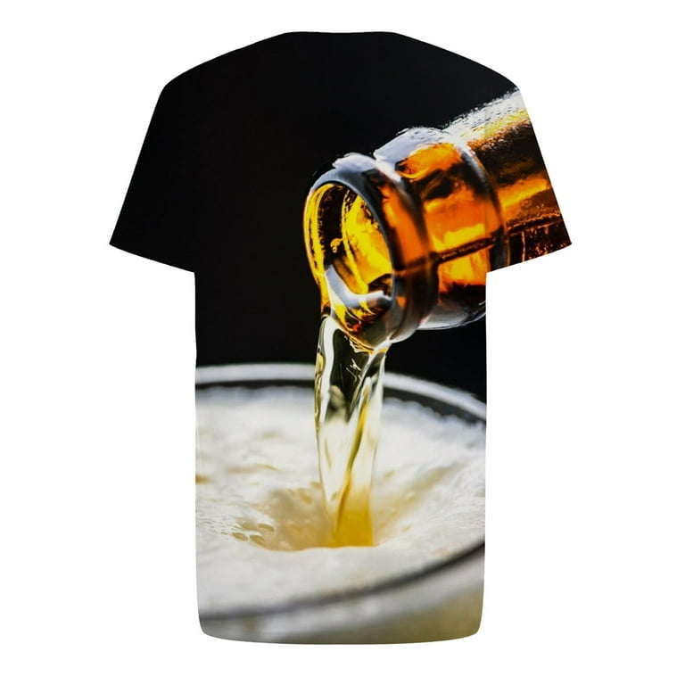 amidoa Mens Shirts Casual Stylish Short Sleeve 3D Beer Graphic Tees Loose  Fit Round Neck Cool Style Sport Party T Shirt 