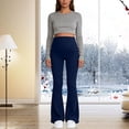 thumbnail image 5 of zaveiop Maternity Flare Leggings Pockets Workout Yoga Bootcut Pregnancy Womens Pants over the Belly (Navy, XL), 5 of 5
