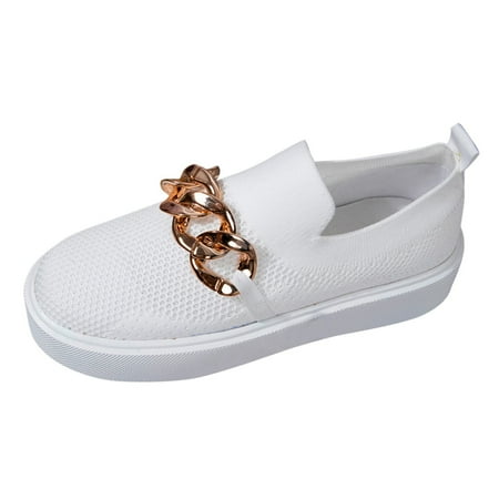 

MIASHUI Women s Flats Shoes Round Head Mesh Platform Solid Color On Shoes Casual Shoes White 7