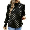 thumbnail image 3 of Women Mock Neck Puff Long Sleeve Tops Casual Loose Pullovers Shirts Blouse Long Sleeve Office Shirt Top, 3 of 6