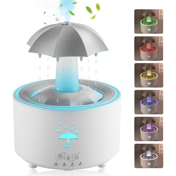 Rain Cloud Humidifier Water Drip, 7 Color Lights Mushroom Rain Cloud ...