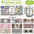 thumbnail image 2 of 10 Pcs 10 Styles Cup Wrap Transfer Sticker PVC Glass Cup Transfer Paper Leopard Print Rub on Transfers UV DTF Vintage Cup Wrap Sticker Waterproof Rub Decals for Craft, 2 of 6