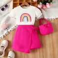 thumbnail image 2 of Toddler Girls Outfits Dressy Outfits Kids Baby Spring Summer Print Cotton Short Sleeve Tops Tshirt Skirts Bag Fall Girls Clothes 4 Years-5 Years, 2 of 4