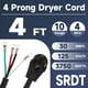 thumbnail image 2 of Cable de secado EP de 4 clavijas, 30 amperios, 10/4 SRDT, 1,2 m, NEMA 14-30, negro, 2 of 7