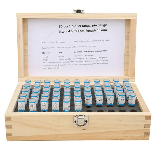 Qiilu 1.5-1.99 Pin Gauge Set, 1.5-1.99 Gauge Pin Assortment, Practical Industrial Hardware For Workshop Tools Industrial Accessories Workshop Accessories