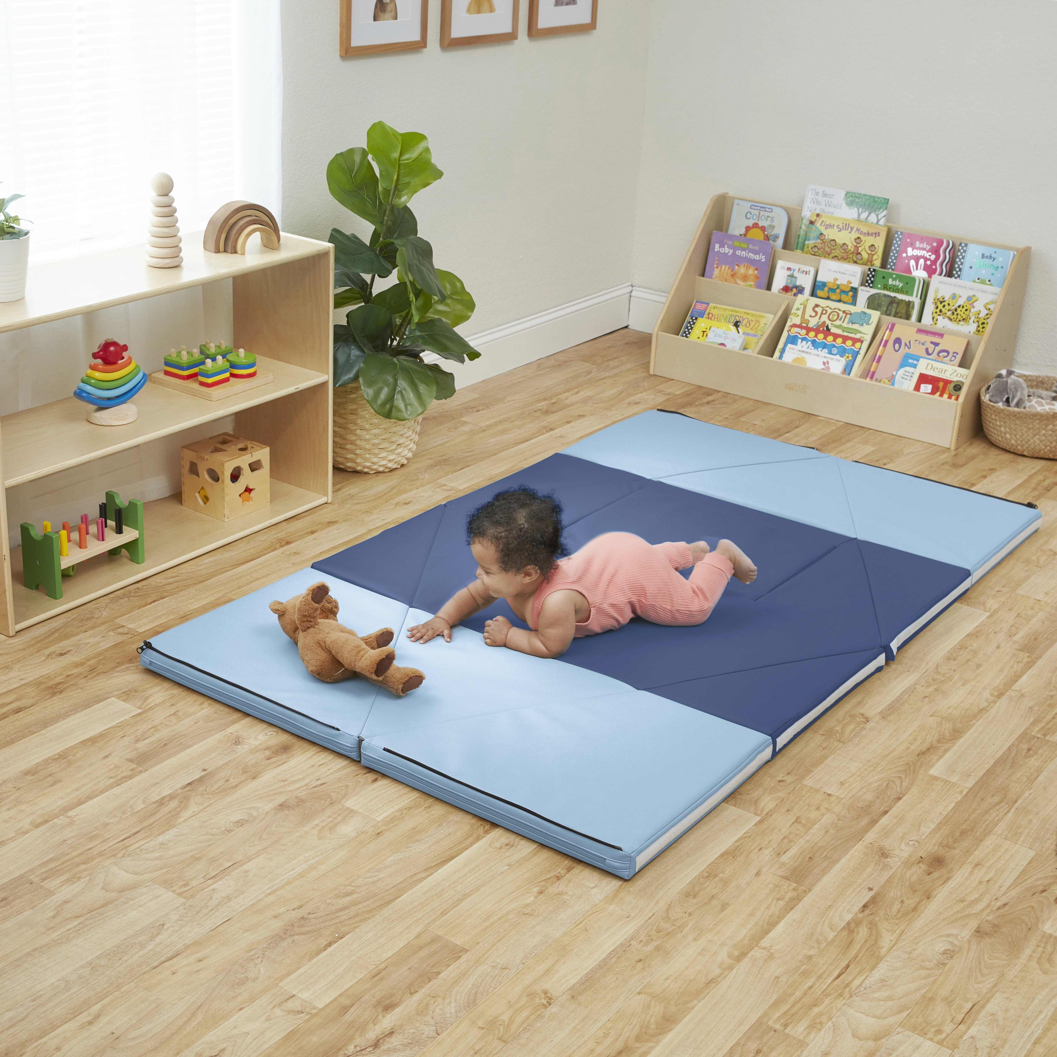 ECR4Kids SoftZone Camp, Canoe and Tumble Too Activity Play Mat, Toddler Playmat, Earthtone