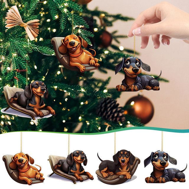 Colgante de coche navideño para perro - Decoración acrílica para espejo de coche, decoración de oficina, artículos para fiestas - Regalo de adornos navideños 8x0,4cm