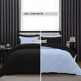 thumbnail image 3 of D.N.G. BEDDINGS 5 Piece Luxury Reversible Diamond Pattern Comforter Set Premium Super Soft, All Season 800 TC, 100% Egyptian Cotton Full/Queen Size Light Blue/Black Solid Color, 3 of 7