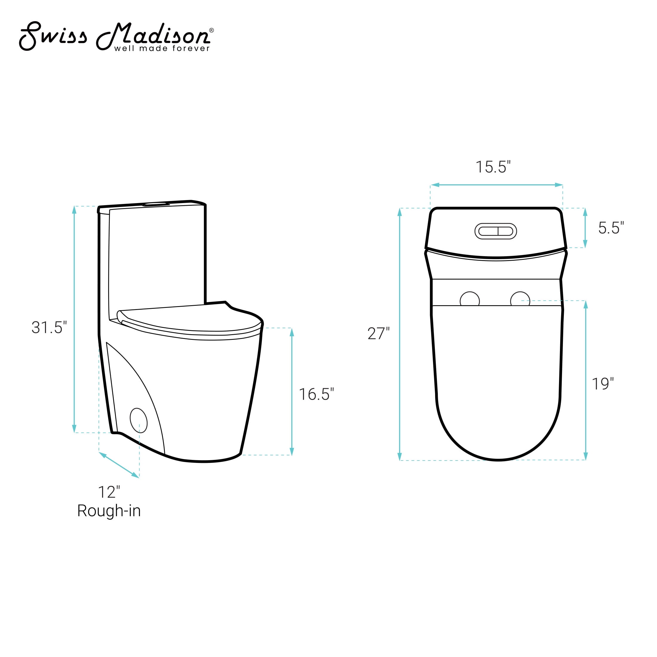 St. Tropez One-Piece Elongated Toilet Vortex Dual-Flush 1.1/1.6 gpf