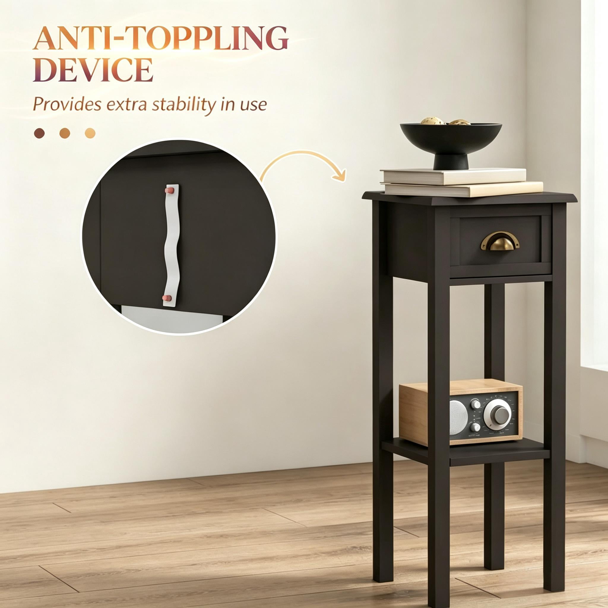 Functional Console Table, Narrow Side Table with Drawer, Compact End Table, Space-Saving Accent Table
