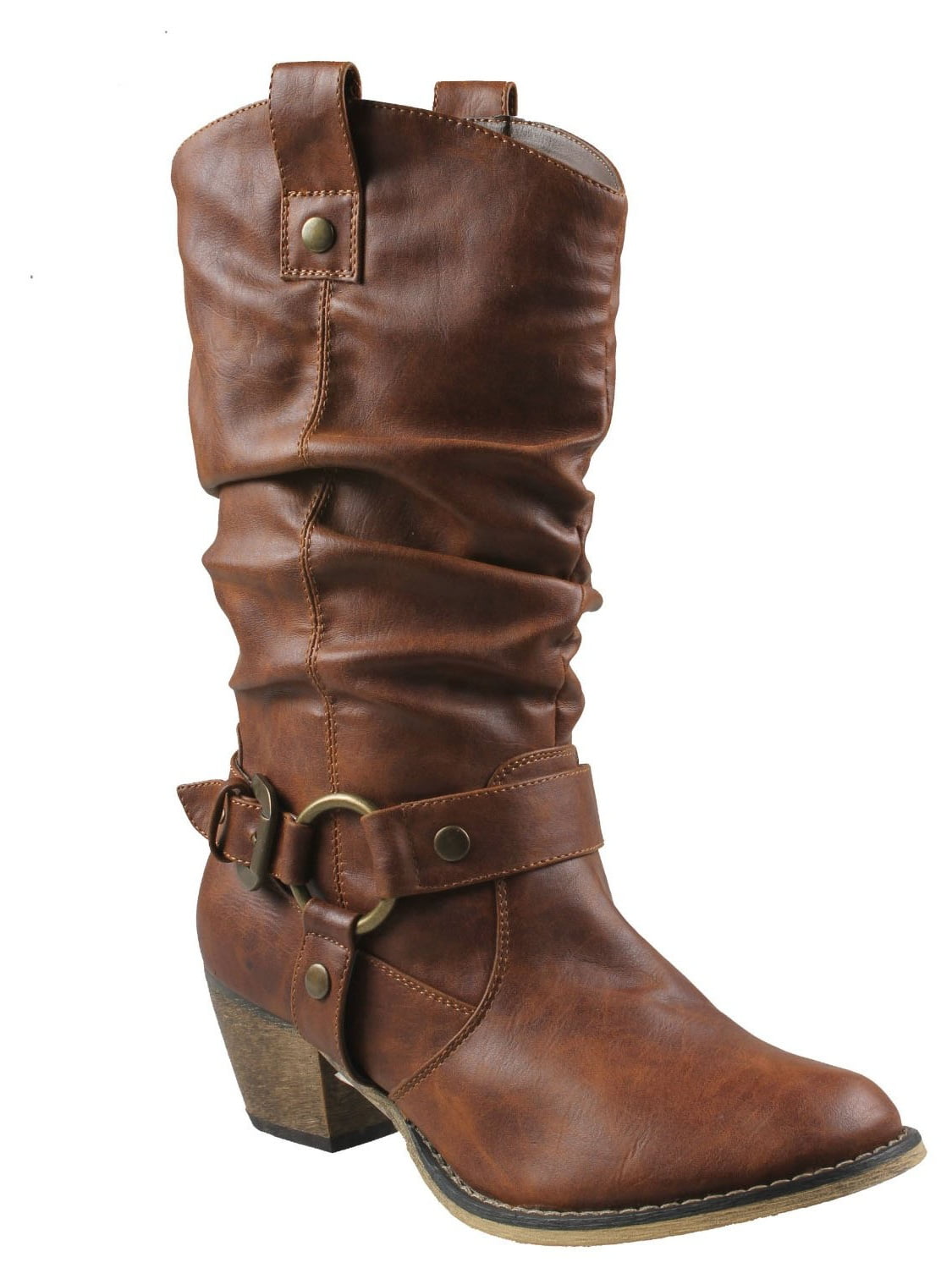 Refresh Refresh Women WILD02 Western Style Cowboy Boots, Tan, 8.5