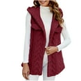 thumbnail image 2 of NJDVHB Manteaux d'Hiver pour Femmes, Veste Matelassée pour Femmes, Trench-Coat pour Femmes, Blouse Sans Manches à Capuche Décontractée pour Femmes, Rouge, P, 2 of 5