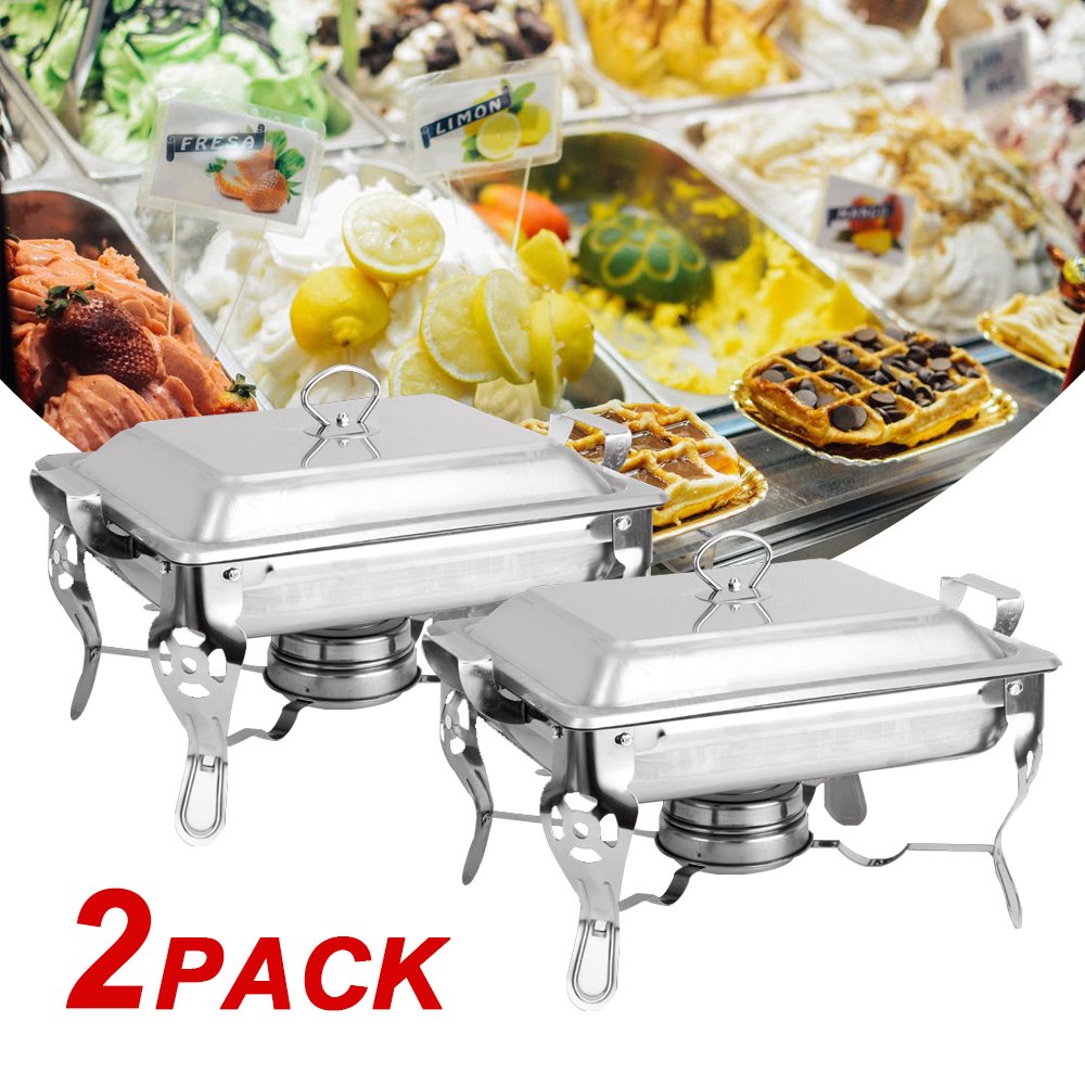 2Pcs 6L Chafing Dish Stainless Steel Tray Buffet Stove Catering, Dinner