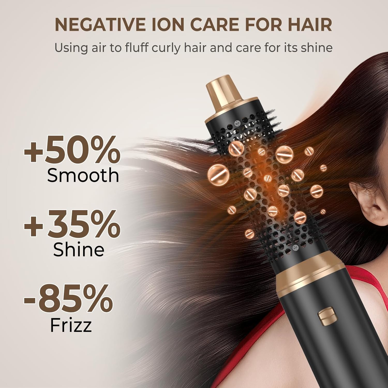 Taotique 5-in-1 Hot Air Brush Styler with Air Curler, Gold photo 6