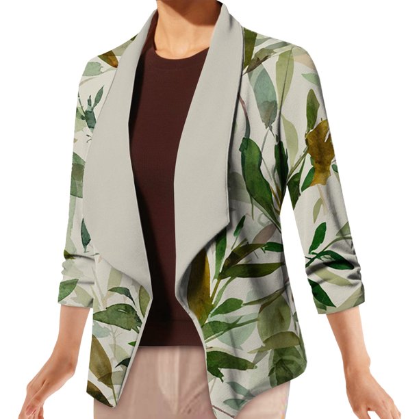 Chaquetas de traje de lentejuelas Dama mujer elegante estampado Casual solapa trabajo traje chaqueta abrigo prendas de vestir ropa,temperamento blazer(Glauco, 3XL)