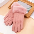 thumbnail image 2 of Suede Warm Gloves Winter Ladies Student Cute Korean Version With Thickened Outdoor Riding Screen Gloves, 2 of 9