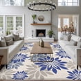 thumbnail image 3 of Geometric Flower Area Rugs 6'x9', Washable Small Throw Rugs for Kitchen Dining room, Vintage Country Floral Blue Grey on Linen Indoor Outdoor Rug Non-Slip Low Pile Carpet Runner Reversible Floor Mats, 3 of 8