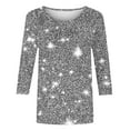 thumbnail image 5 of Daiosportswear Womens Tops 3/4 Sleeve Shirts Round Neck Loose Casual Blouses Floral Print Tshirts Trendy Business Work Top Gray-D XXL(XXL), 5 of 5