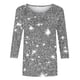 thumbnail image 5 of Tejiojio Women's Sequin Top Round Neck 3/4 Sleeves Sparkly Casual Party Blouse S-2XL, 5 of 5