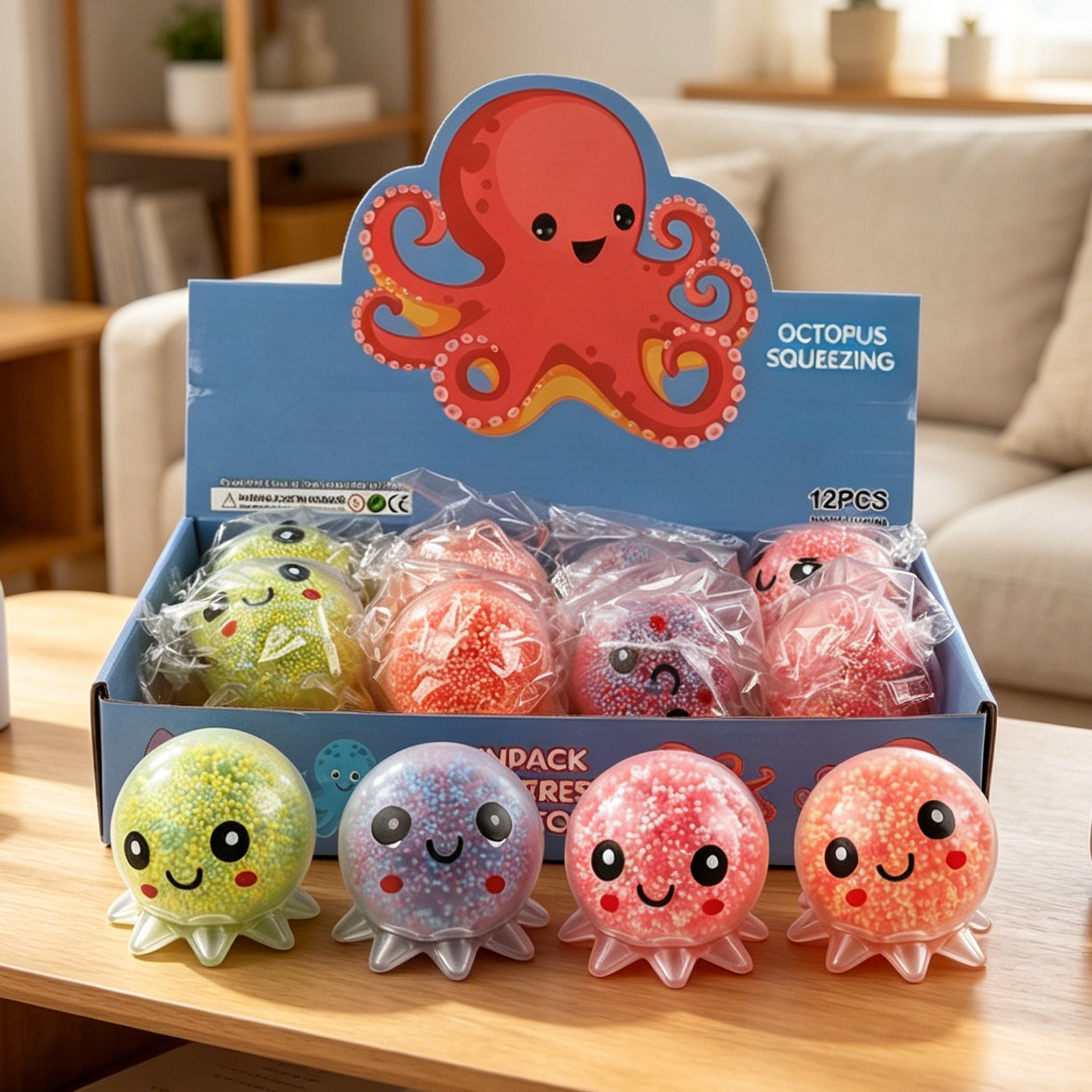 dutauuu 12 Pcs Octopus Silhouette Sensory Fidget Set, Micro-bead Filled Handout for Events, Cephalopod Theme Desk Gadget for Quiet Engagement, Bulk Artisan Party Bag Filler, Festive 12 Pack