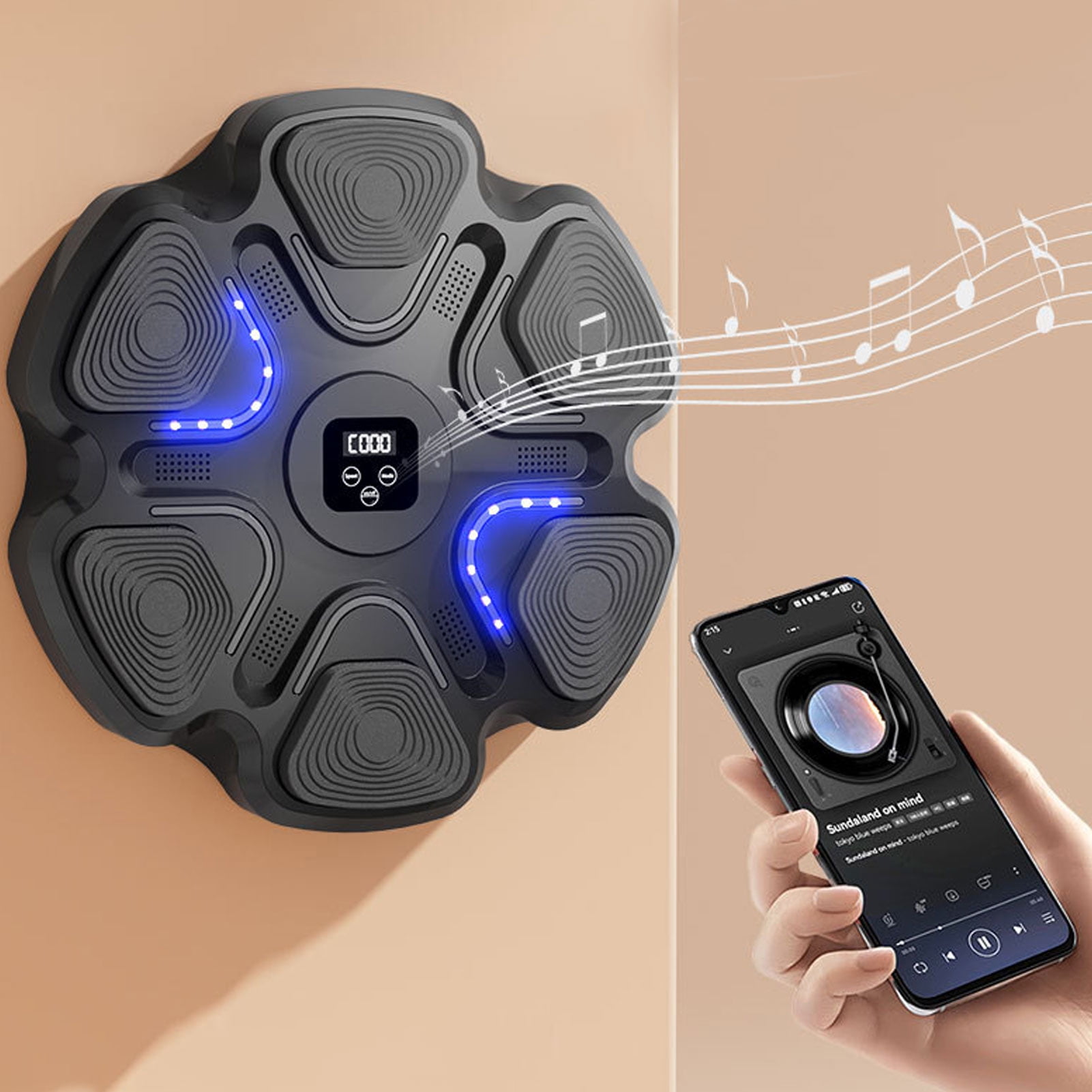 Machine De Boxe Musicale Murale - Avec Gants, Bandeau, Bracelet - Pour Enfants Et Adultes, Exercice, Soulagement Stress - 5