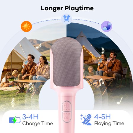 Handled Karaoke Machine Portable Bluetooth Speaker for Home Party & Gifts for Adults, Kids, Boys & Girls Pink