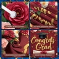 thumbnail image 4 of Gold Glitter Lettering Graduation Banner Floral Decor Grad Party Backdrop Maroon Background Star Accents Academic Background for Graduation Ceremony College Graduation Grad Party, 4 of 5