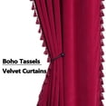 thumbnail image 3 of Yesfashion Velvet Curtains, Soft Luxury Boho Tassels Light Reducing Rod Pocket Window Treatment Curtains for Bedroom and Living Room, 3 of 8