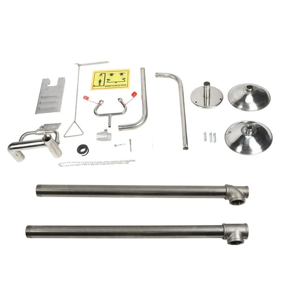 Portable Eye Wash Station, Corrosion Resistance Emergency Eyewash Kit 304 Stainless Steel Double Nozzles G1-1/4 Inch  For Chemical Factory