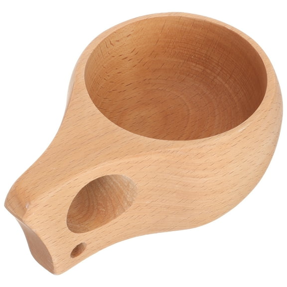 Creative Wood Cup with Handle for Brown Practical and Measuring Tool 7.5 inches