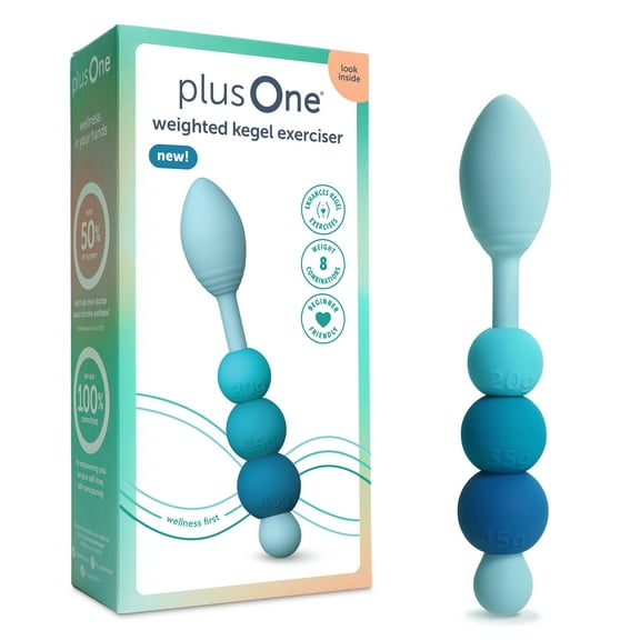 plusOne Weighted Silicone Kegel Exerciser, Build Strength, 3 Weight Sizes