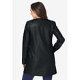 thumbnail image 2 of Jessica London Women's Plus Size Three Quarter Length Jacket Real Leather Oversized Long Coat, 2 of 6