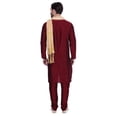 thumbnail image 3 of Men's Art Silk Kurta Pajama Scarf Set Indian Traditional Party Dress (Maroon, L), 3 of 5