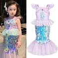 thumbnail image 4 of Vestido de princesa Ariel de La Sirenita de Disney para niñas, disfraz de lentejuelas, disfraz para niños, disfraz para Halloween, carnaval, fiesta de cumpleaños, ropa de 2 a 10 años, 4 of 5