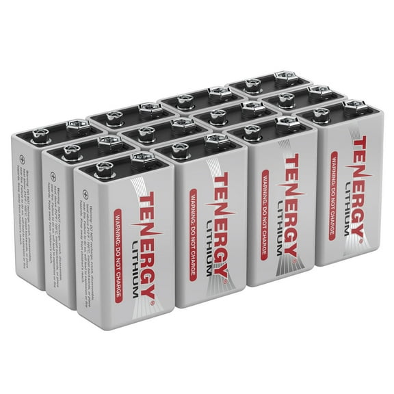 Tenergy 12-Pack 9V Lithium Battery, 1200mah with 10 Years Shelf Life - [Non-Rechargeable]