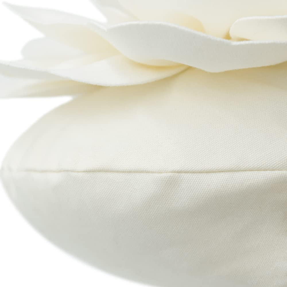 JWH 3D Round Flower Pillow Cover with Insert Decorative Throw Pillows Small Circular Soft Suede Pillows for Bedroom,Living Room and Hotel in Beige 14inch