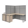 thumbnail image 1 of Easy Office 2 Person L Cubicle Desk w/ Drawers in Natural Elm - Engineered Wood, 1 of 8