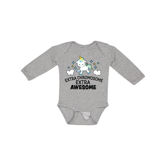 Inktastic Extra Chromosome Extra Awesome with Unicorn Boys or Girls Long Sleeve Baby Bodysuit