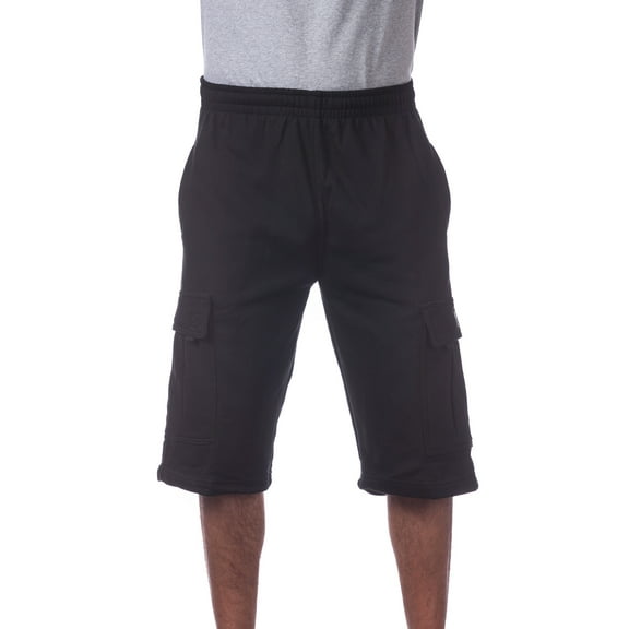 Pro Club Men's Six Pocket Fleece Cargo Shorts - Black - Medium