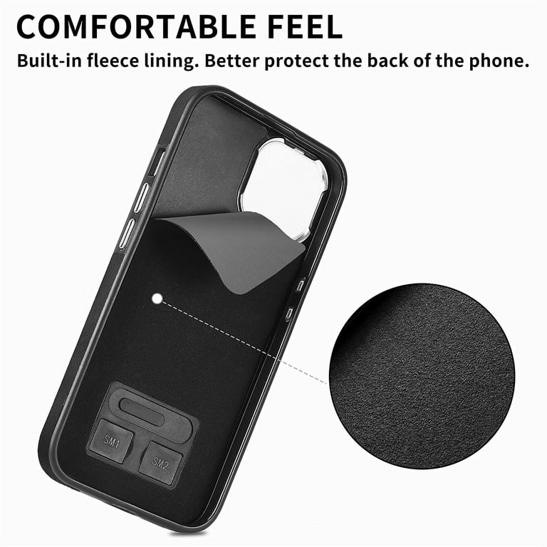 TECH CIRCLE Case for iPhone 11 Pro Max, [Built-in 2 Micro-SIM Card Slots]  Slim Soft Shockproof Protective Cover with Ring Holder Stand + Card Holder