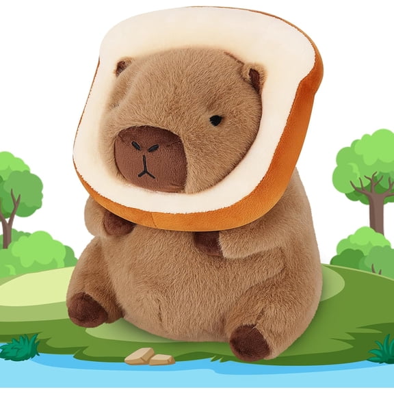 30cm Cute Capybara Plush Toy Set, 2 Styles of Flower and Bread-Topped Capybara Stuffed Animals for Kids and Collectors