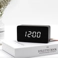thumbnail image 1 of Diseño de madera, brillo ajustable, pantalla rectangular, muestra la hora y la temperatura: reloj despertador LED controlado por voz para la decoración perfecta del hogar, 1 of 1
