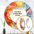 thumbnail image 3 of Designart "Layers Of Emotion Orange Blue Expression" Abstract Orange Large Round Mirror - Round Mirror Wall Décor - Glam Round Printed Mirror 29" x 29" Inch, 3 of 5