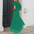 thumbnail image 3 of HNMKIU Plus Size V Neck Pleated Evening Gown Padded Bodycon Holiday Party Dress for Women Light Green,S, 3 of 6