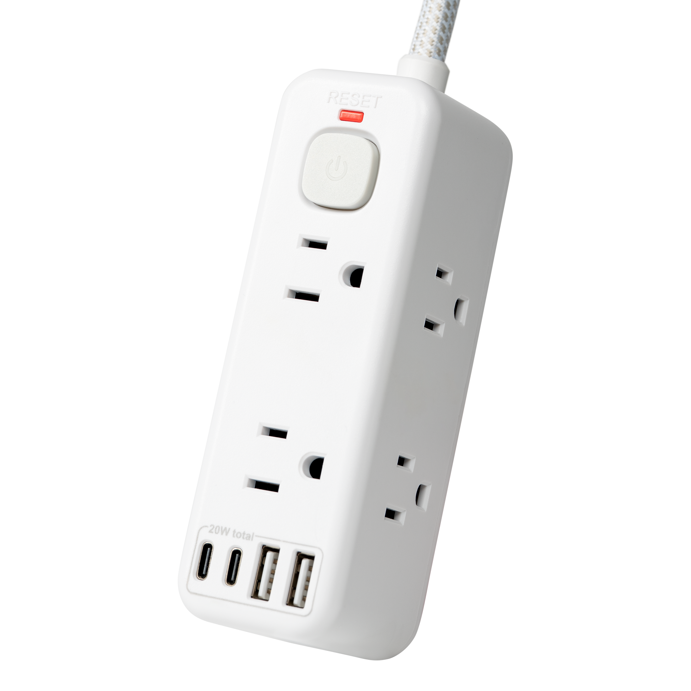 Hyper Tough USB Power Strip 6 Outlet 3ft Cord 900J White photo 4