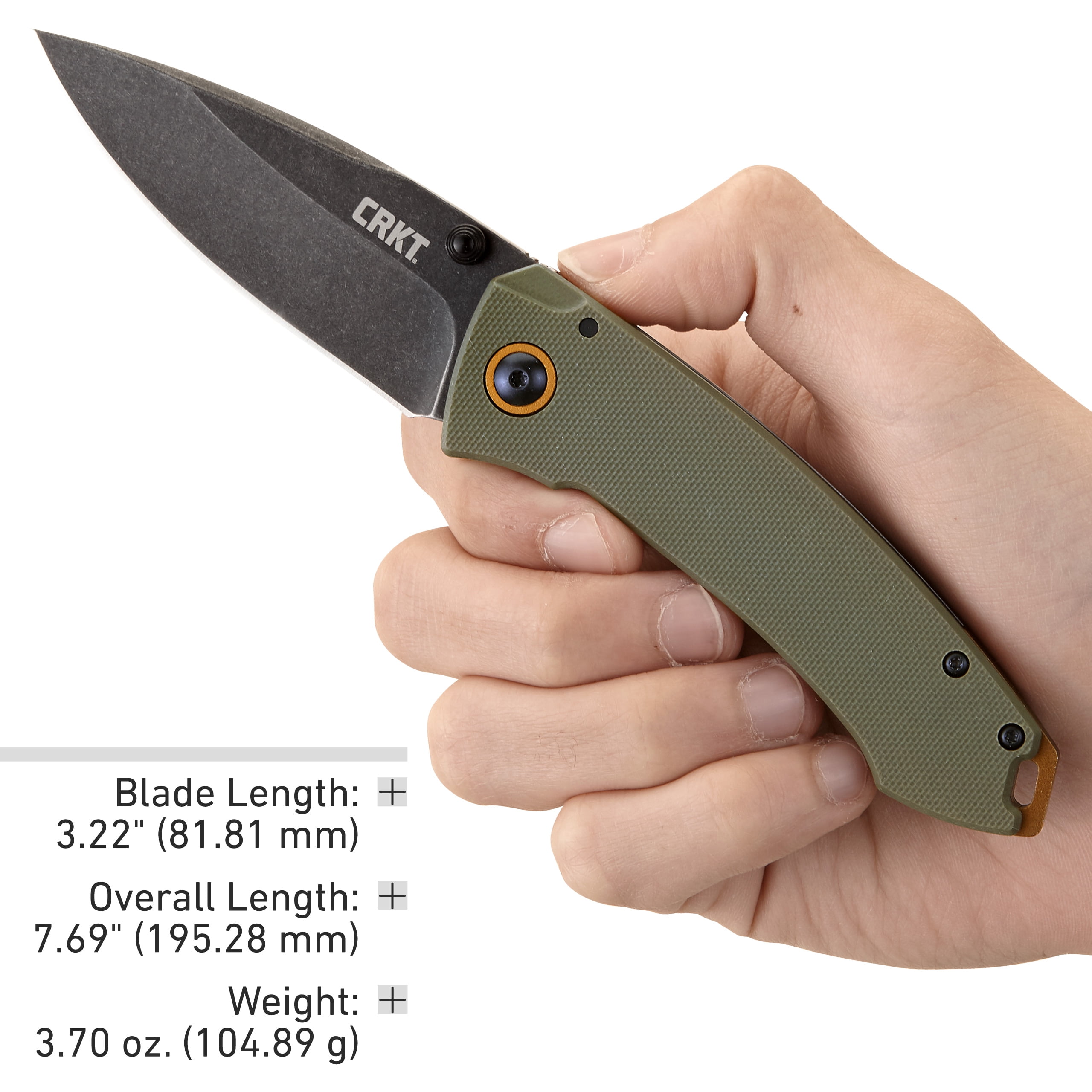CRKT Tuna Everyday Carry EDC Pocket Folding Knife with Frame Lock: Stainless Steel Plain Edge Blade, G10 Handle, Pocket Clip, 2520